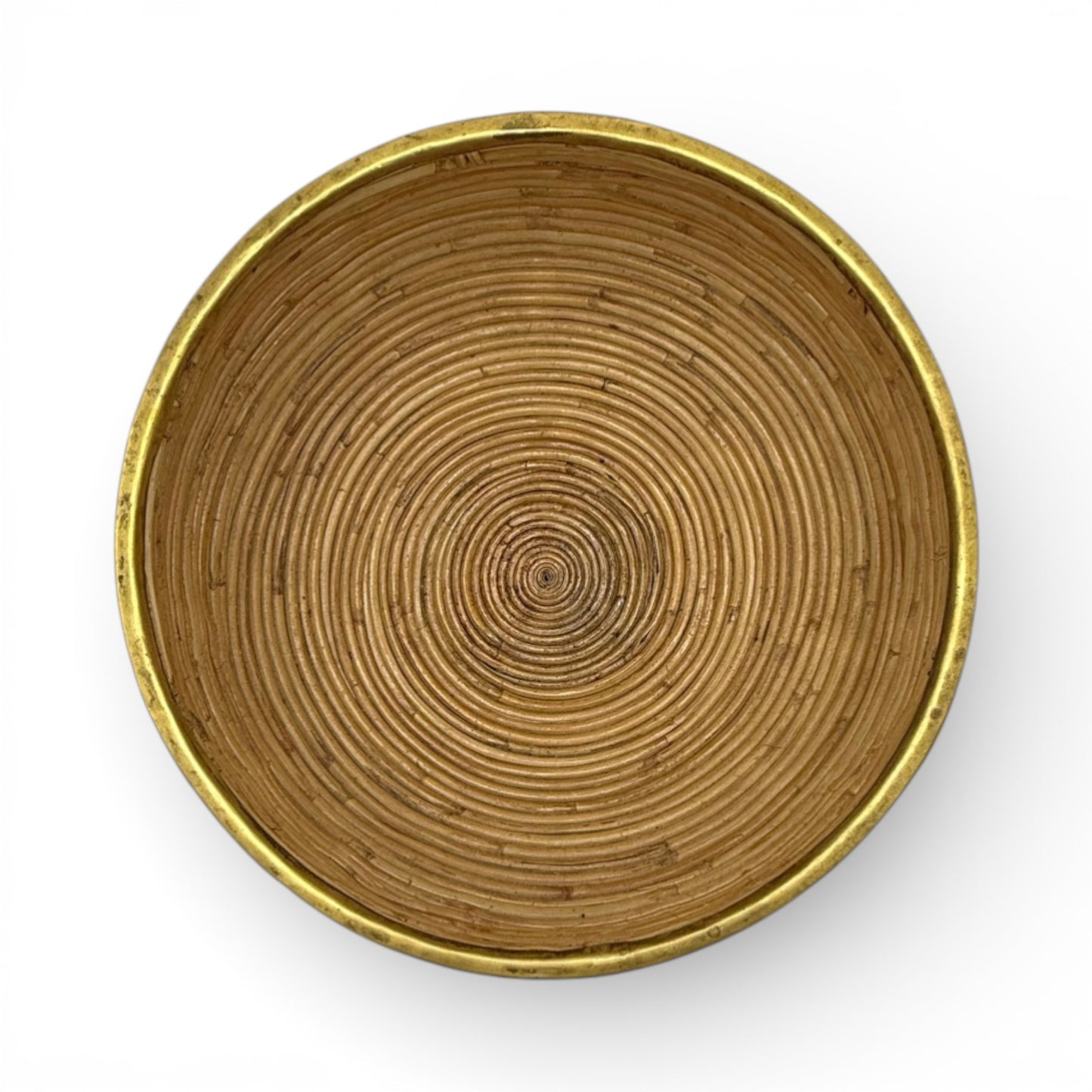 Round Pencil Reed Basket with Brass Rim