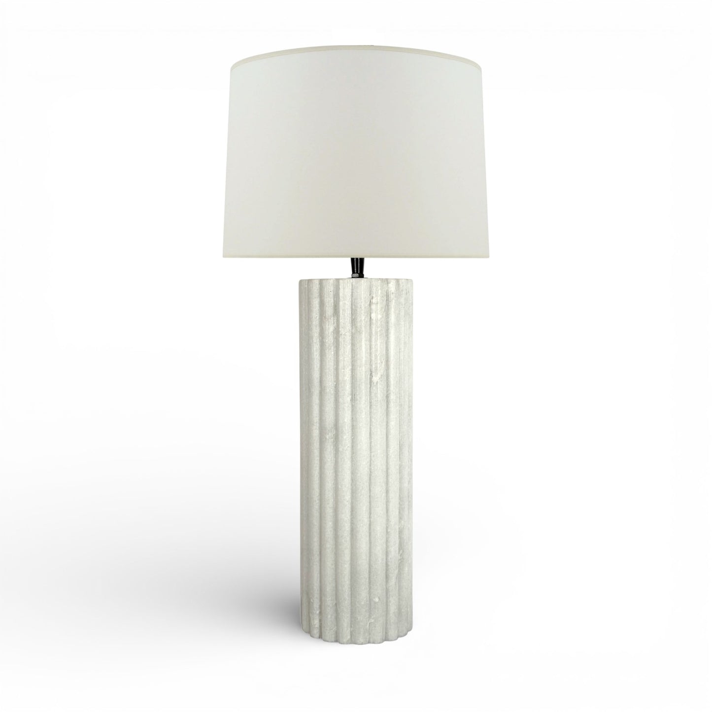 Ribbed White Marble Column Lamp