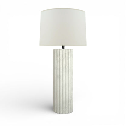Ribbed White Marble Column Lamp