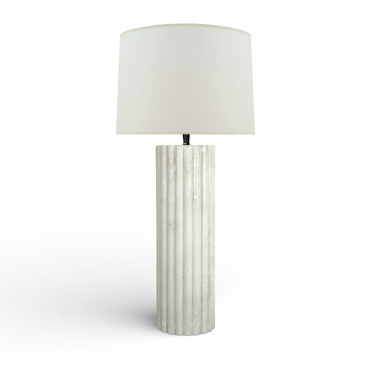 Ribbed White Marble Column Lamp