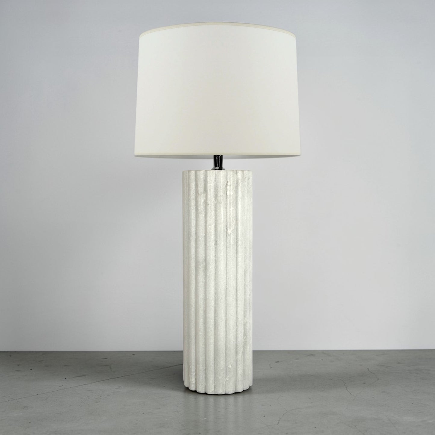 Ribbed White Marble Column Lamp