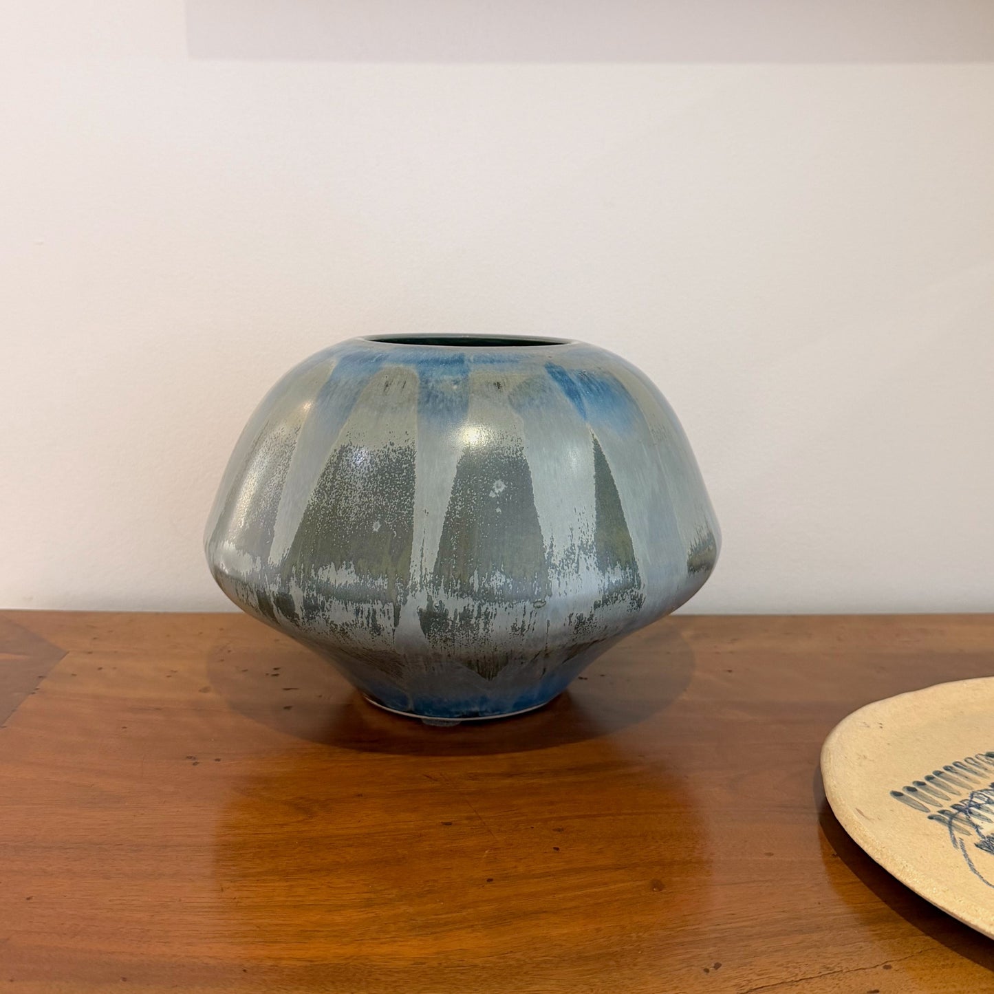 LIght Blue and Green Ceramic Vase