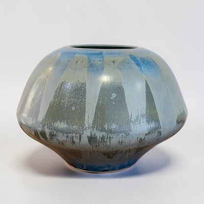 LIght Blue and Green Ceramic Vase