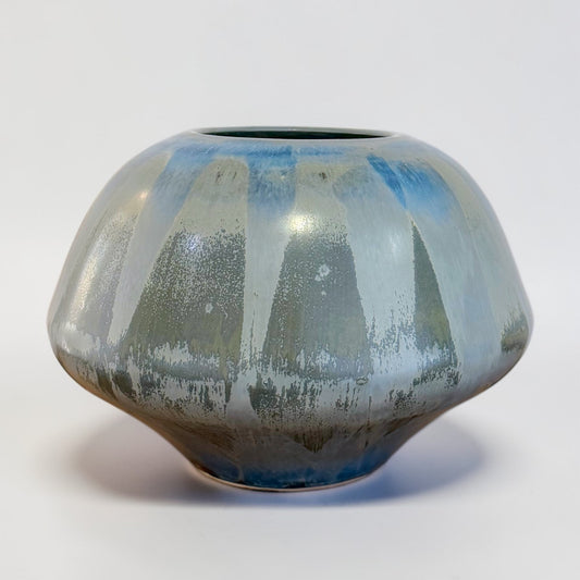 LIght Blue and Green Ceramic Vase