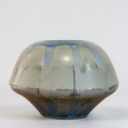 LIght Blue and Green Ceramic Vase