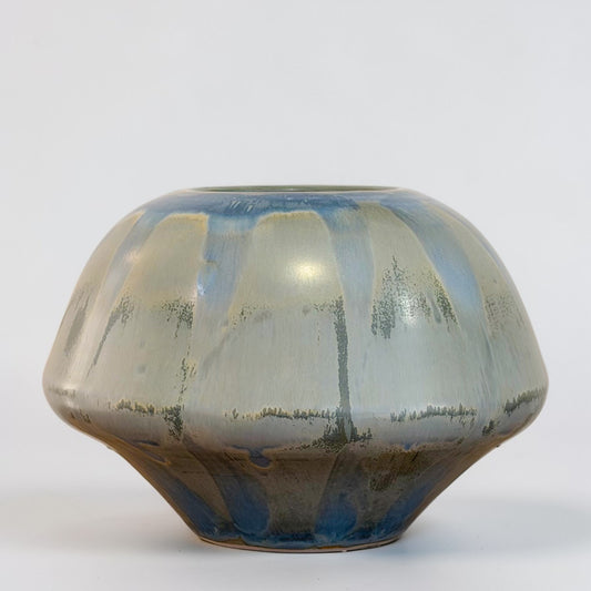 LIght Blue and Green Ceramic Vase