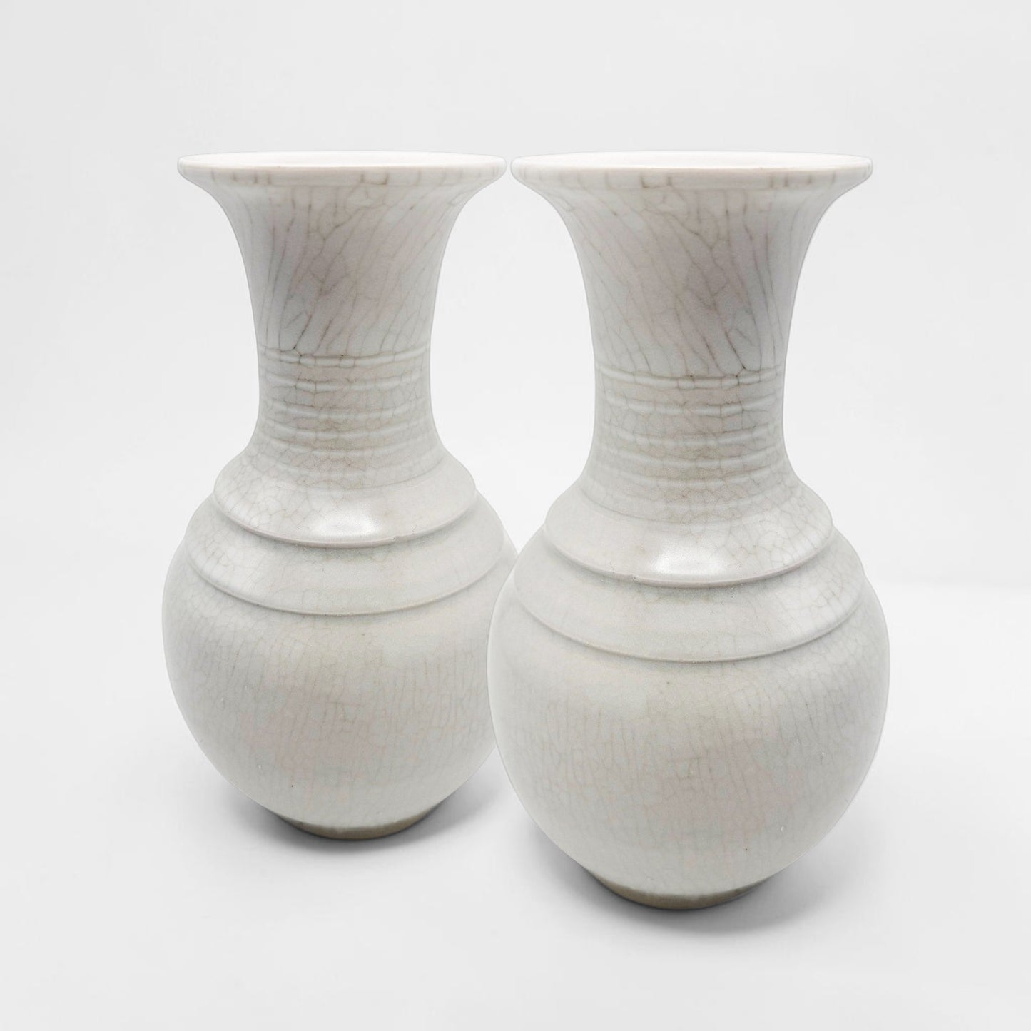 Pair of Off-White Stoneware Vases