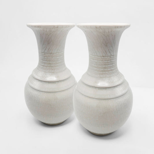 Pair of Off-White Stoneware Vases