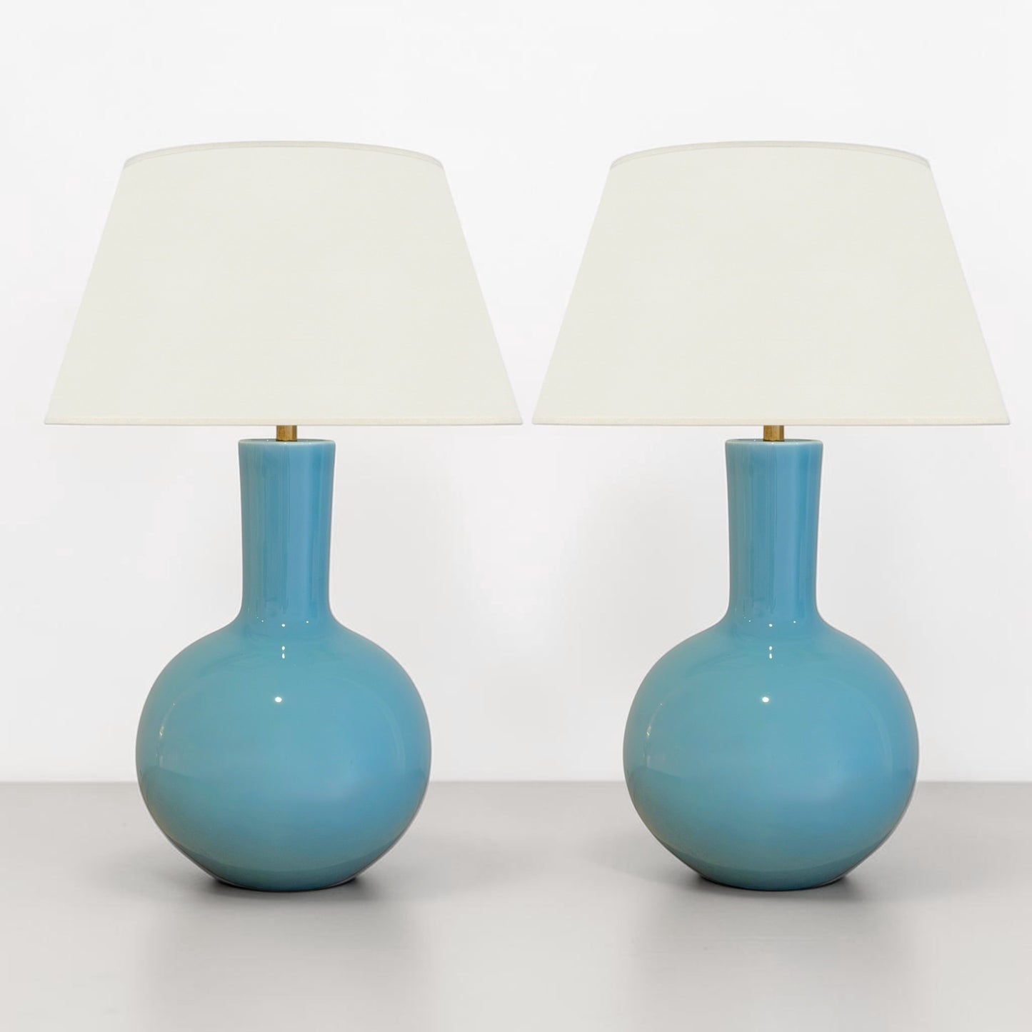 Pair of Cerulean Blue Table Lamps