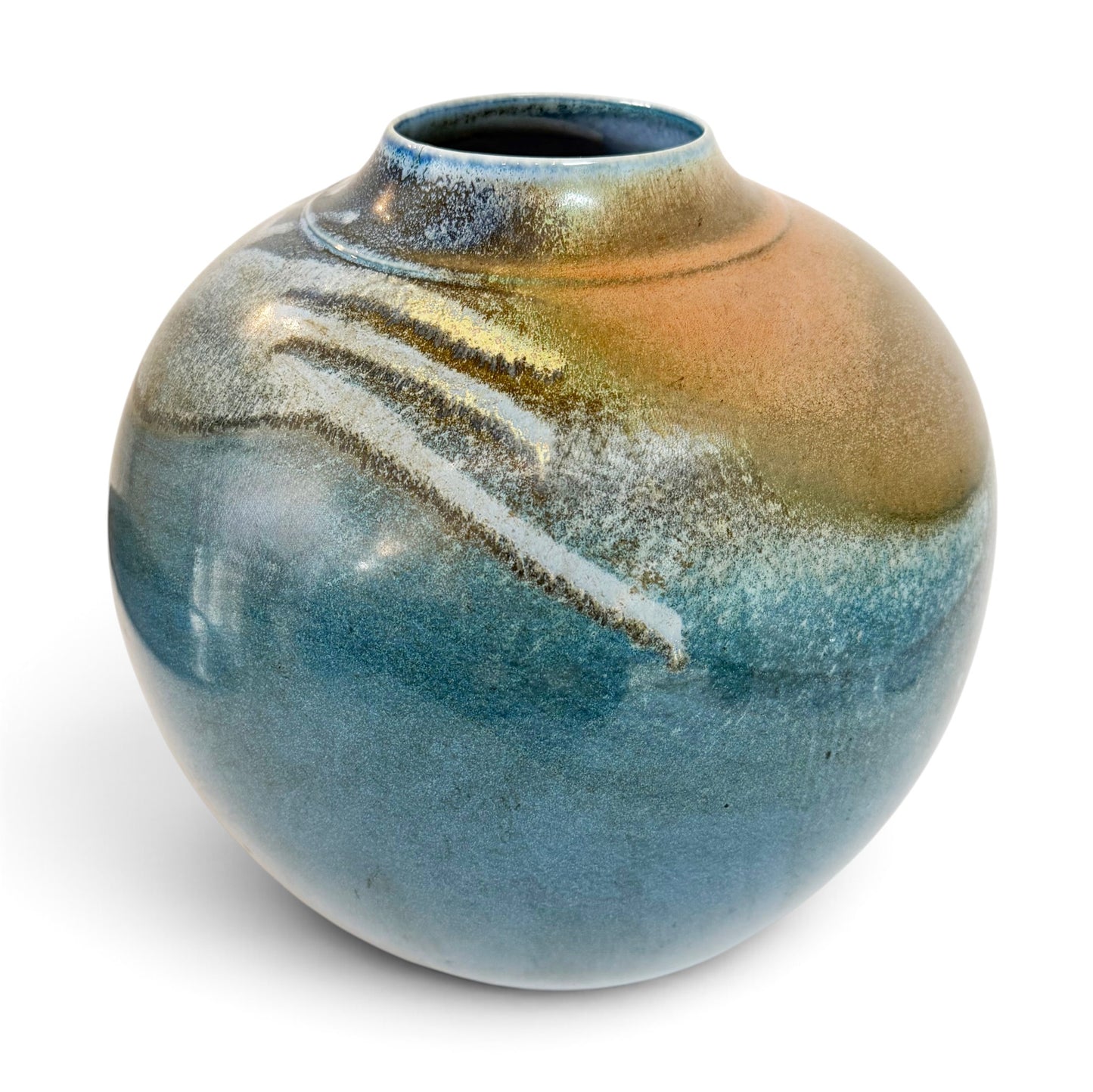 Large Blue Abstract Ceramic Vase