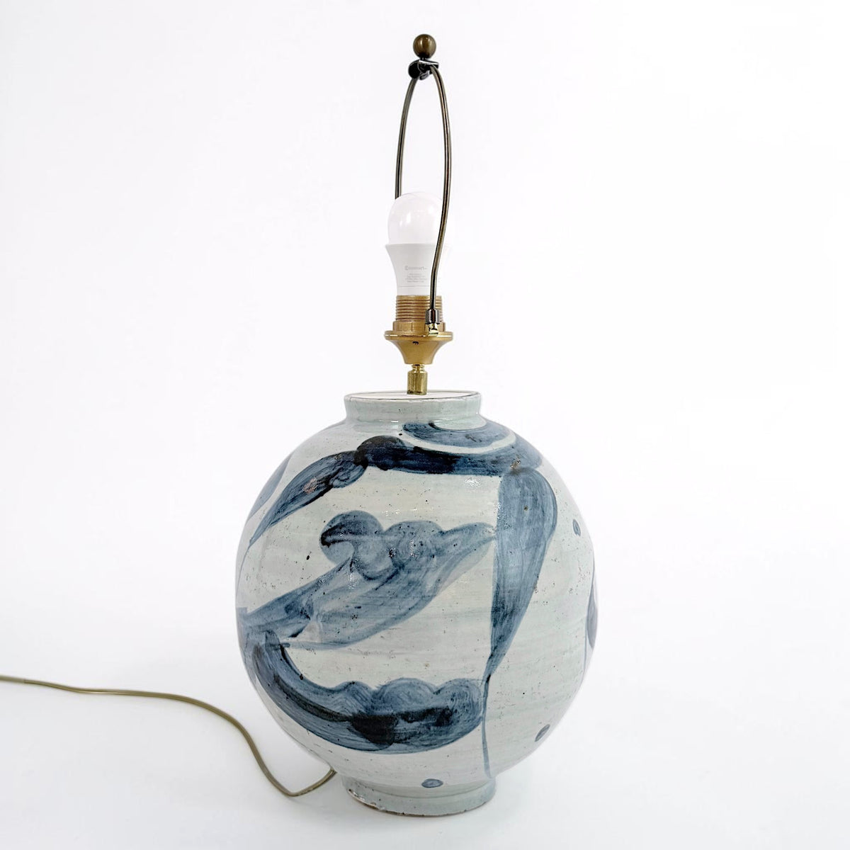 Large Pair of Blue and White Table Lamps