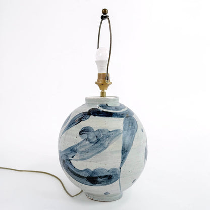 Large Pair of Blue and White Table Lamps