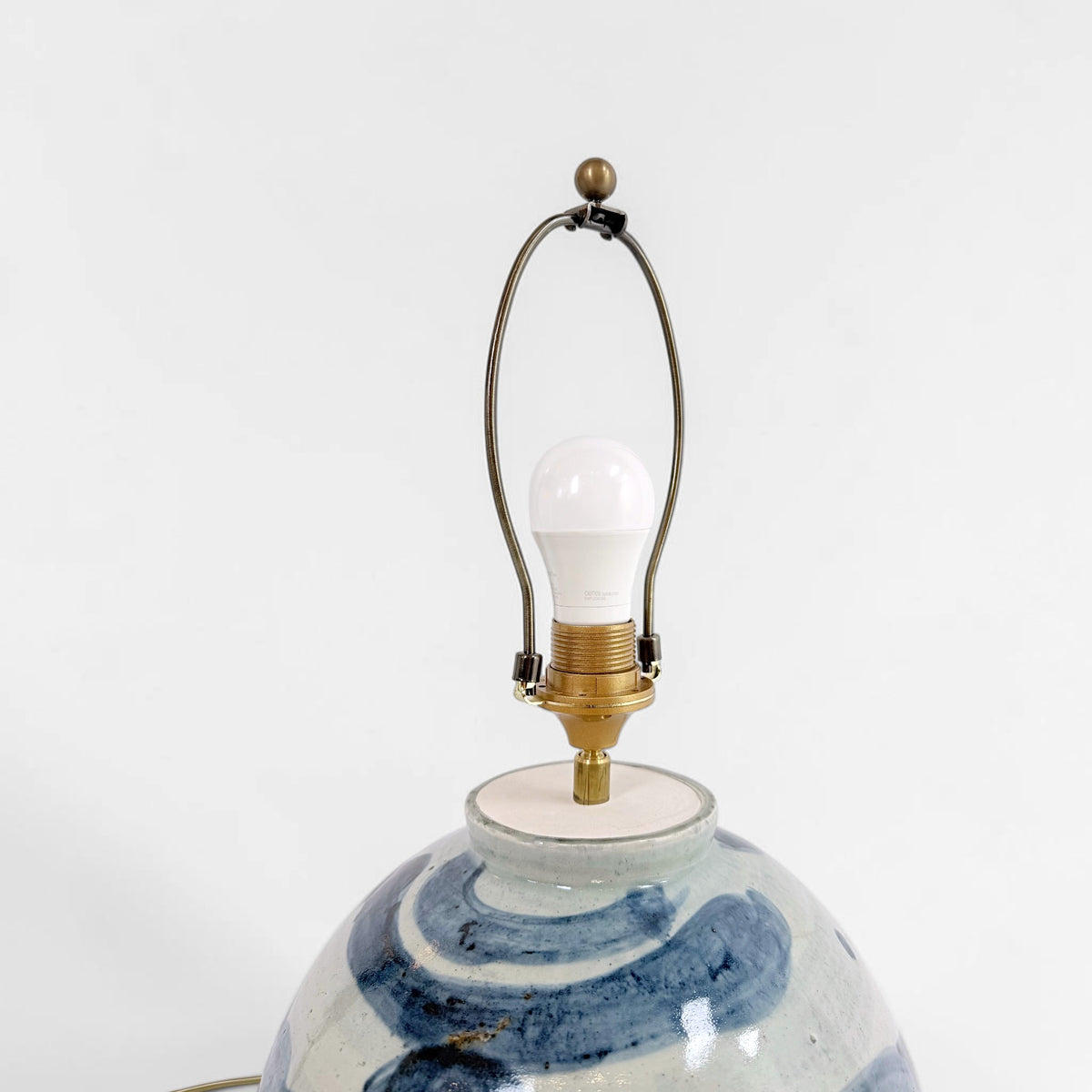 Large Pair of Blue and White Table Lamps