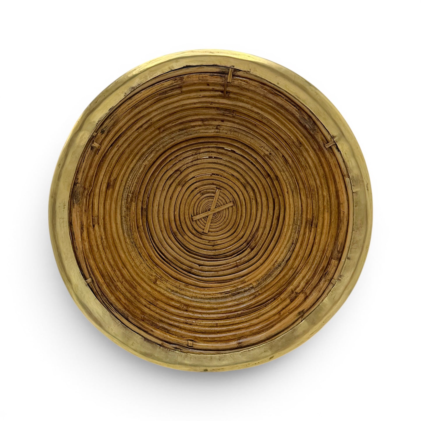 Mid Century Pencil Reed and Brass Basket