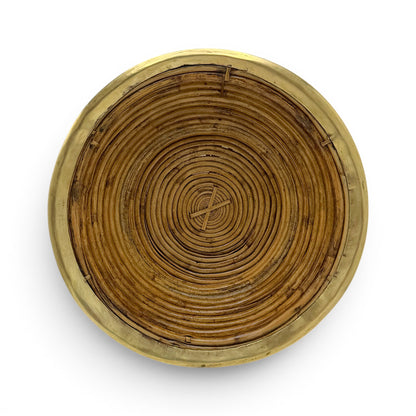 Mid Century Pencil Reed and Brass Basket