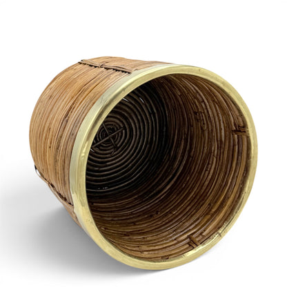 Pencil Reed and Brass Waste Basket