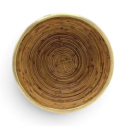 Pencil Reed Basket Bowl with Brass Rim