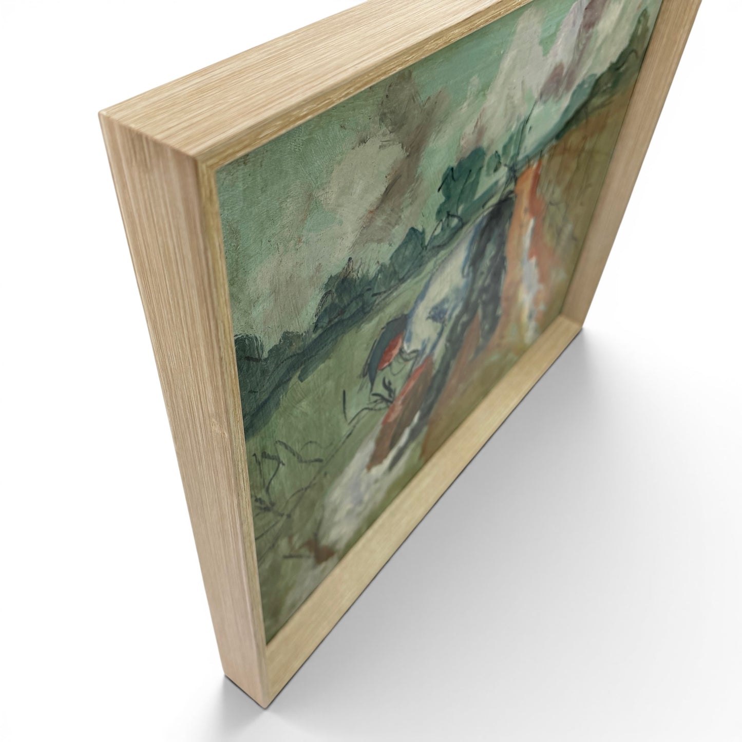 French Oil Painting of Farmer Planting Crops