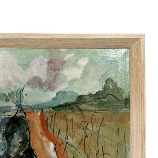 French Oil Painting of Farmer Planting Crops