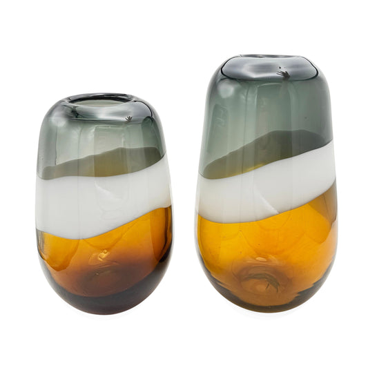 Pair of Abstract Glass Vases, Italy circa 1970