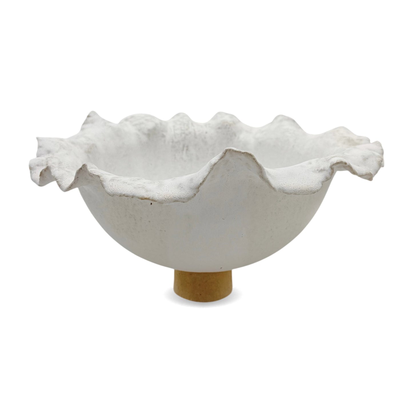 White Stoneware Bowl with Ruffled Rim