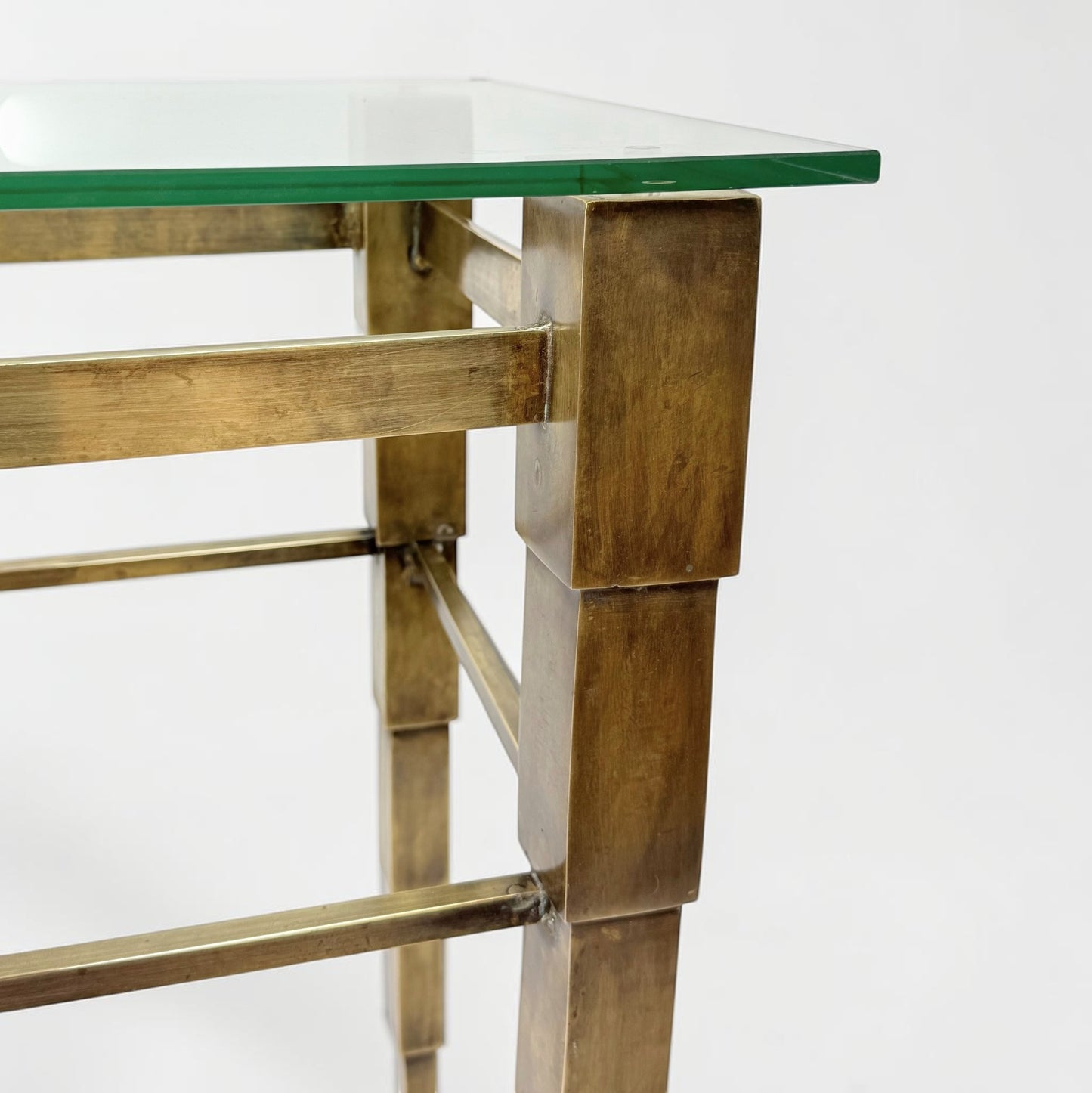 Bronze Console Table with Glass Top, circa 1960s