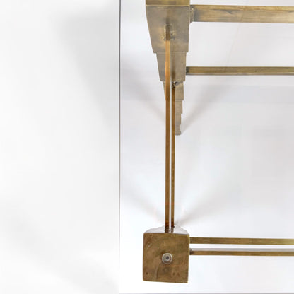 Bronze Console Table with Glass Top, circa 1960s