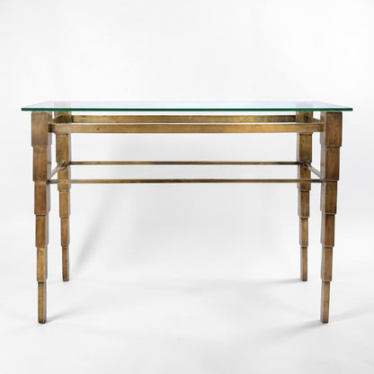 Bronze Console Table with Glass Top, circa 1960s