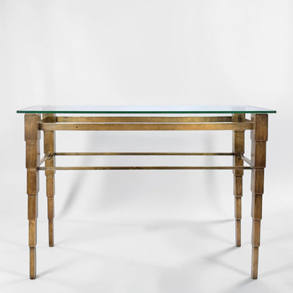 Bronze Console Table with Glass Top, circa 1960s
