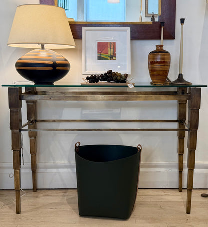 Bronze Console Table with Glass Top, circa 1960s