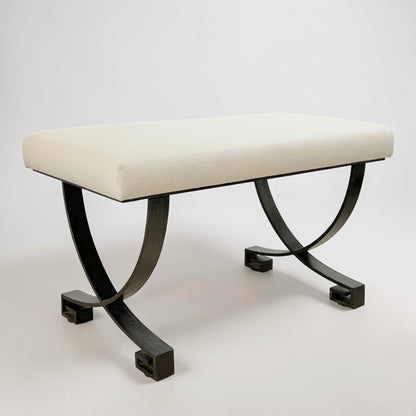 Greek Key Black Iron Bench