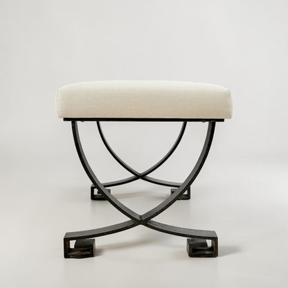 Greek Key Black Iron Bench