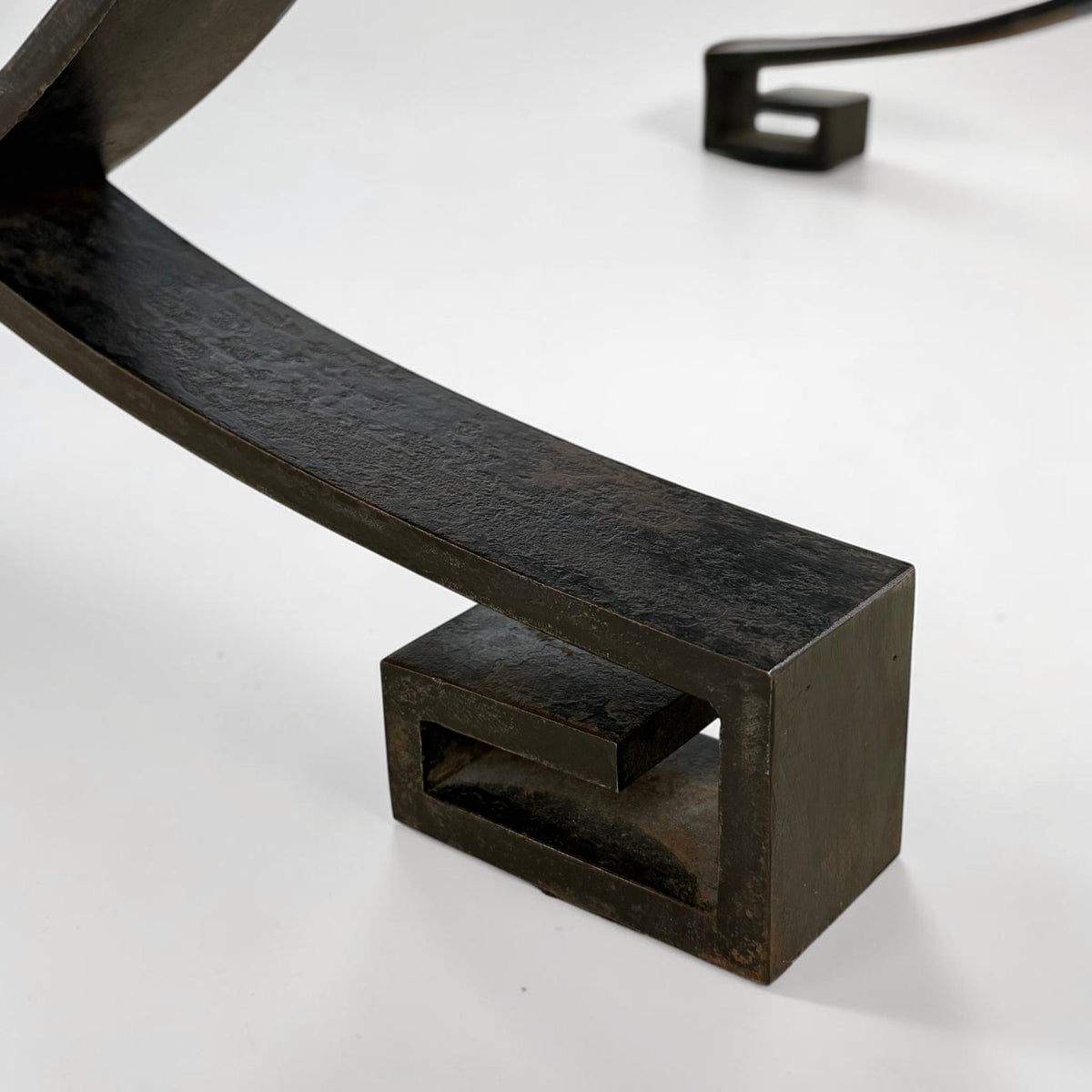 Greek Key Black Iron Bench