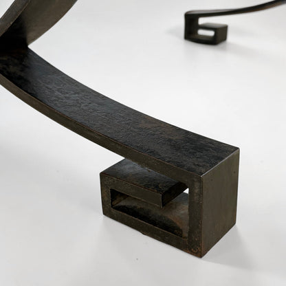 Greek Key Black Iron Bench