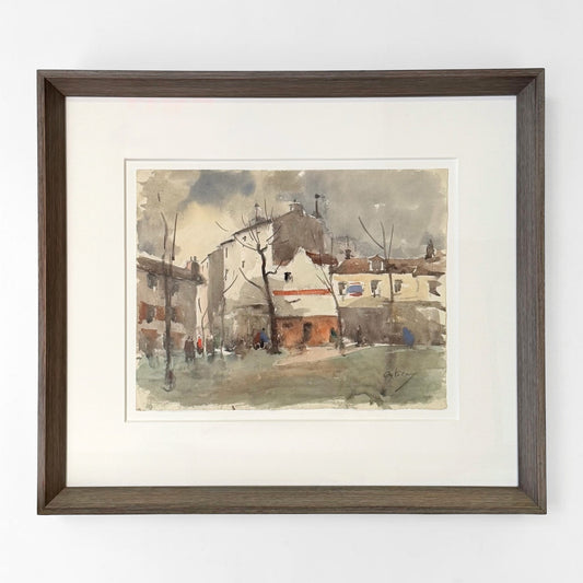 French Village Watercolor Painting