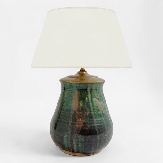 Handmade Green Stoneware Table Lamp