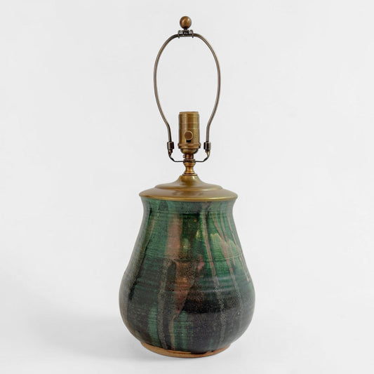 Handmade Green Stoneware Table Lamp