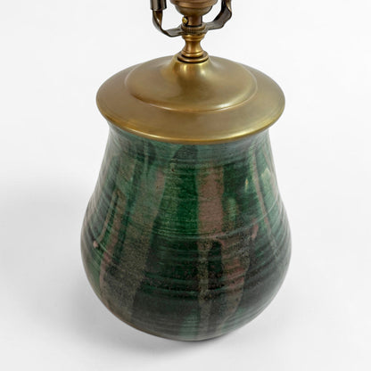 Handmade Green Stoneware Table Lamp
