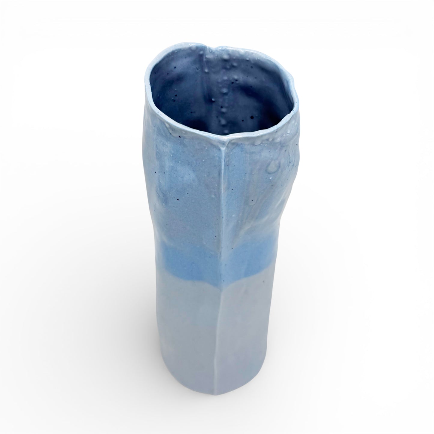 Two-toned Light Blue Porcelain Tall Vase