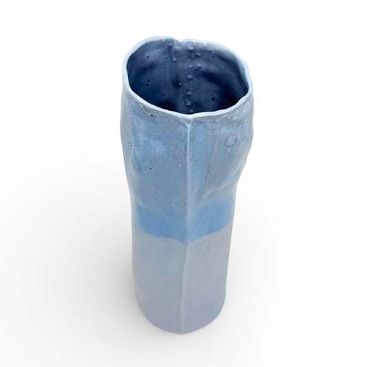 Two-toned Light Blue Porcelain Tall Vase