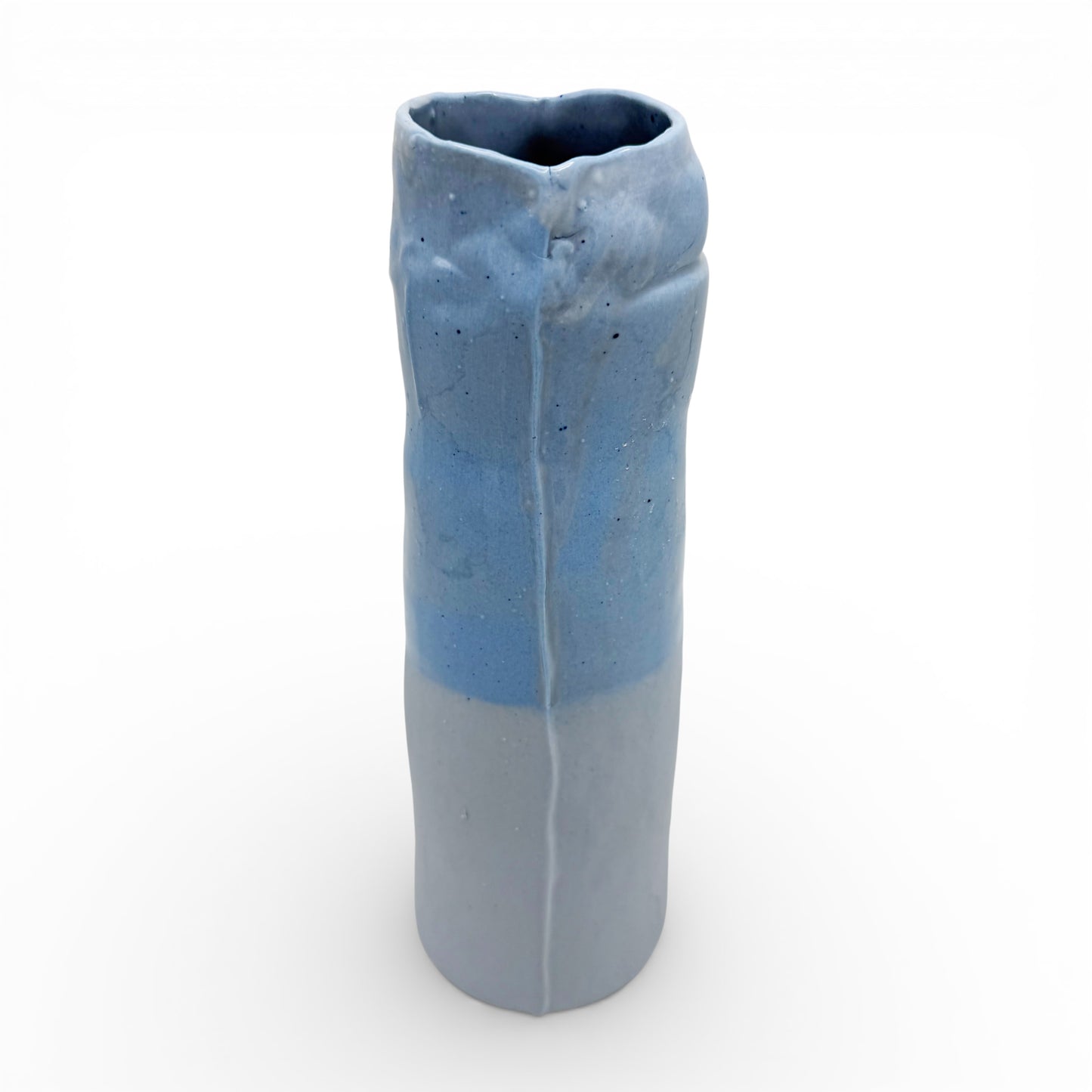Two-toned Light Blue Porcelain Tall Vase
