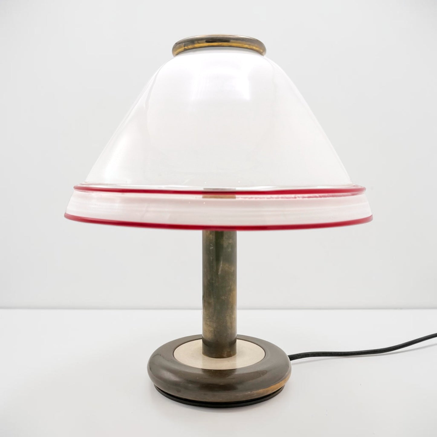 Mid Century Brass & Murano Glass Lamp