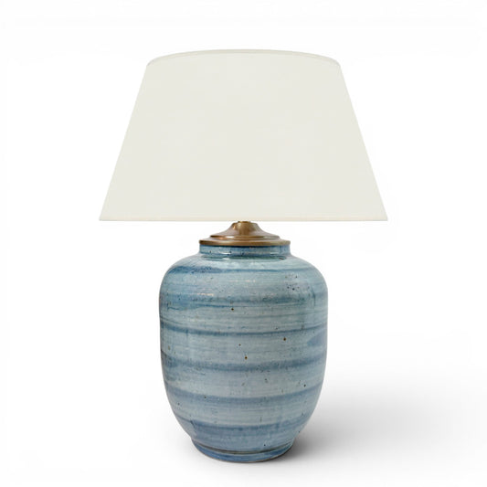 Light Blue Strie Ceramic Table Lamp