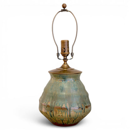 Pair of Green Drip Glazed Table Lamps