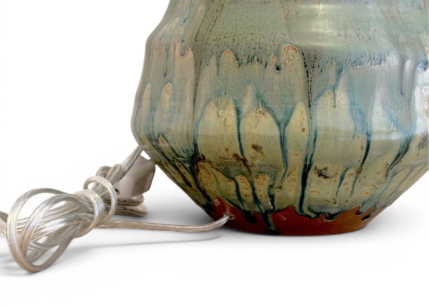 Pair of Green Drip Glazed Table Lamps