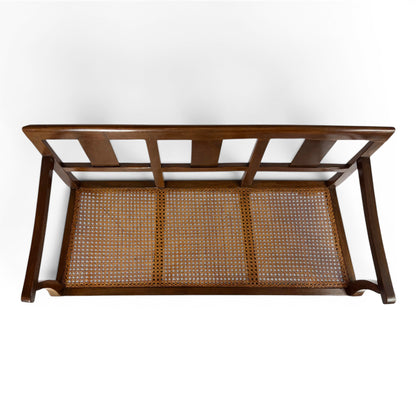 Walnut Bench with Cane Seat, 19th Century