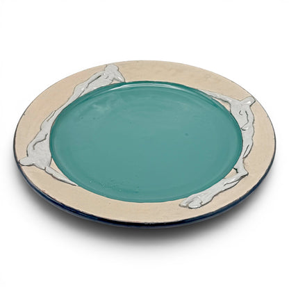 Vintage Italian Ceramic Platter with Reclining Figures