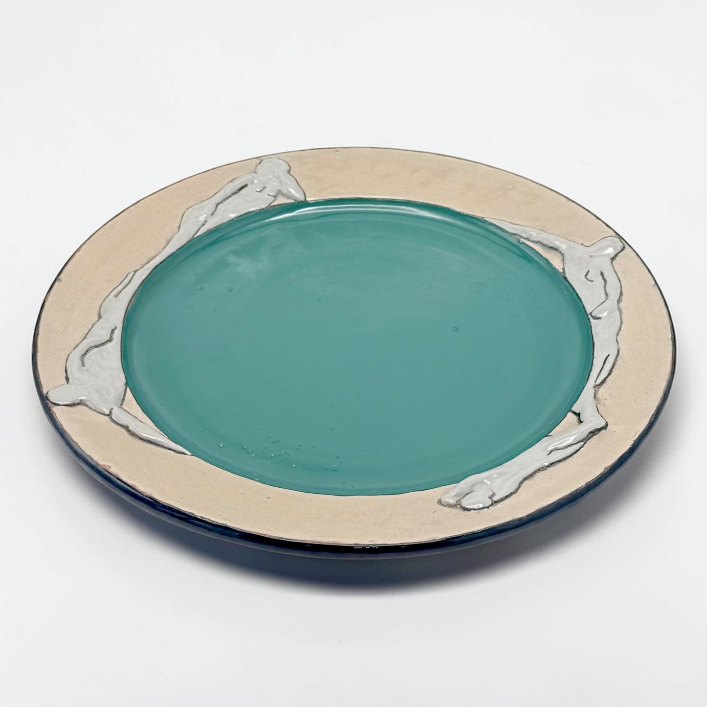 Vintage Italian Ceramic Platter with Reclining Figures