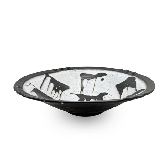 Drip Glazed Black and White Bowl