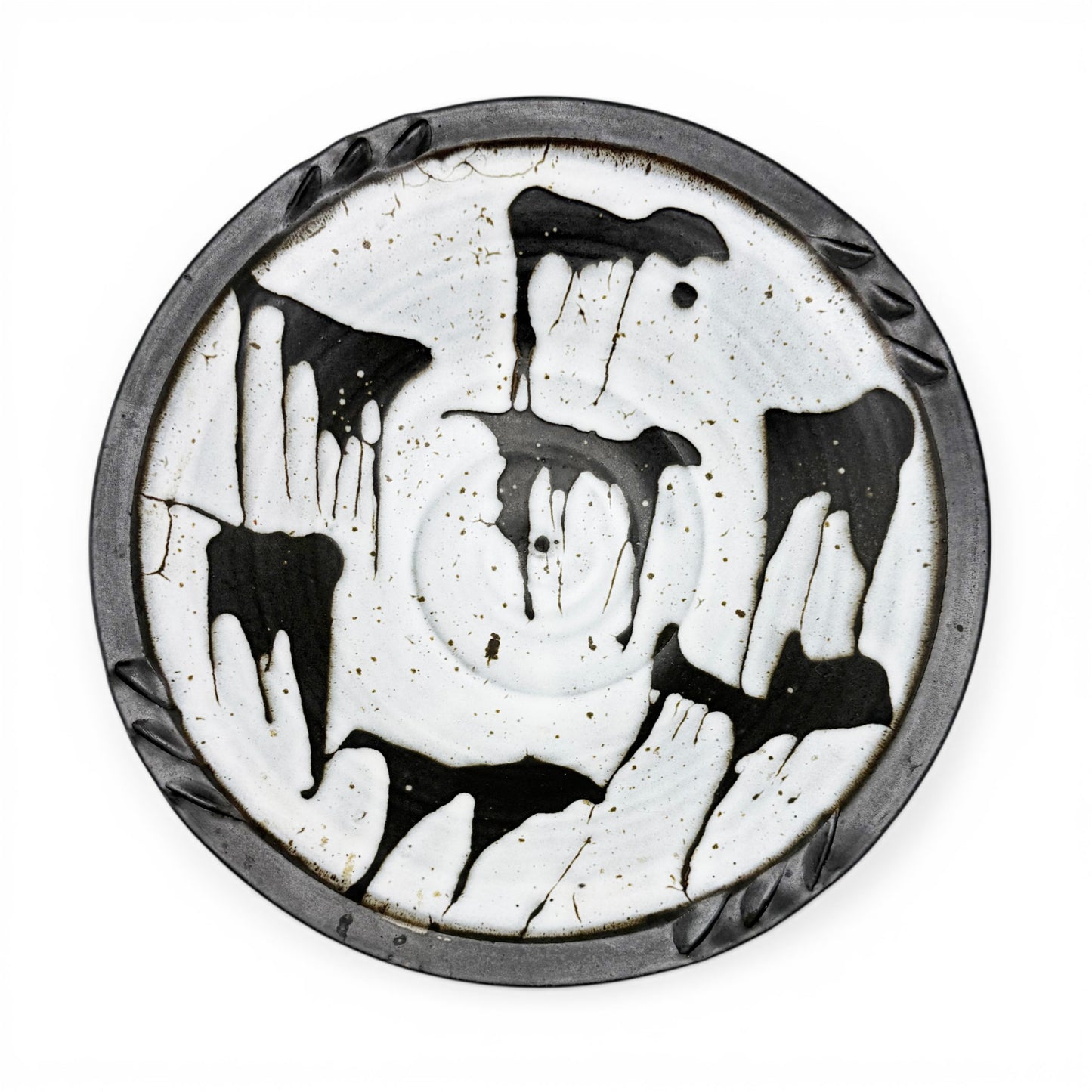 Drip Glazed Black and White Bowl